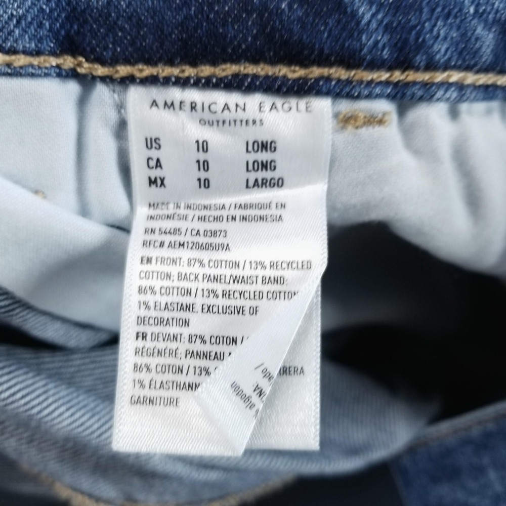 American Eagle Jeans Womens 10 Long Blue Baggy Barrel Low Rise Strigid - Picture 7 of 12